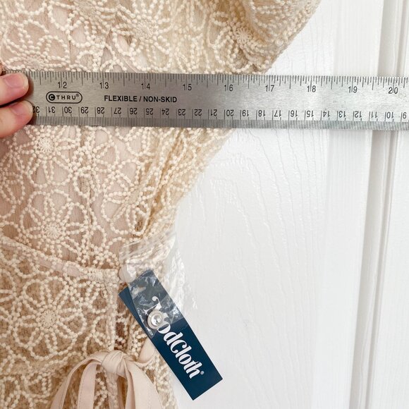 Modcloth Magic In The Air Floral Lace Wrap Dress Size Small Ivory Cream Boho - Picture 14 of 14